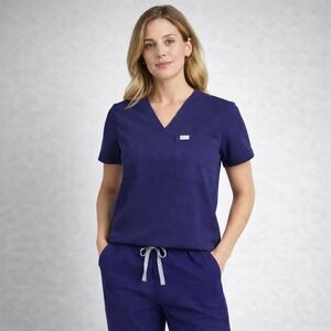 FIGS Catarina 1-Pocket Scub Top Women's Small Blue Medical Vet Dental